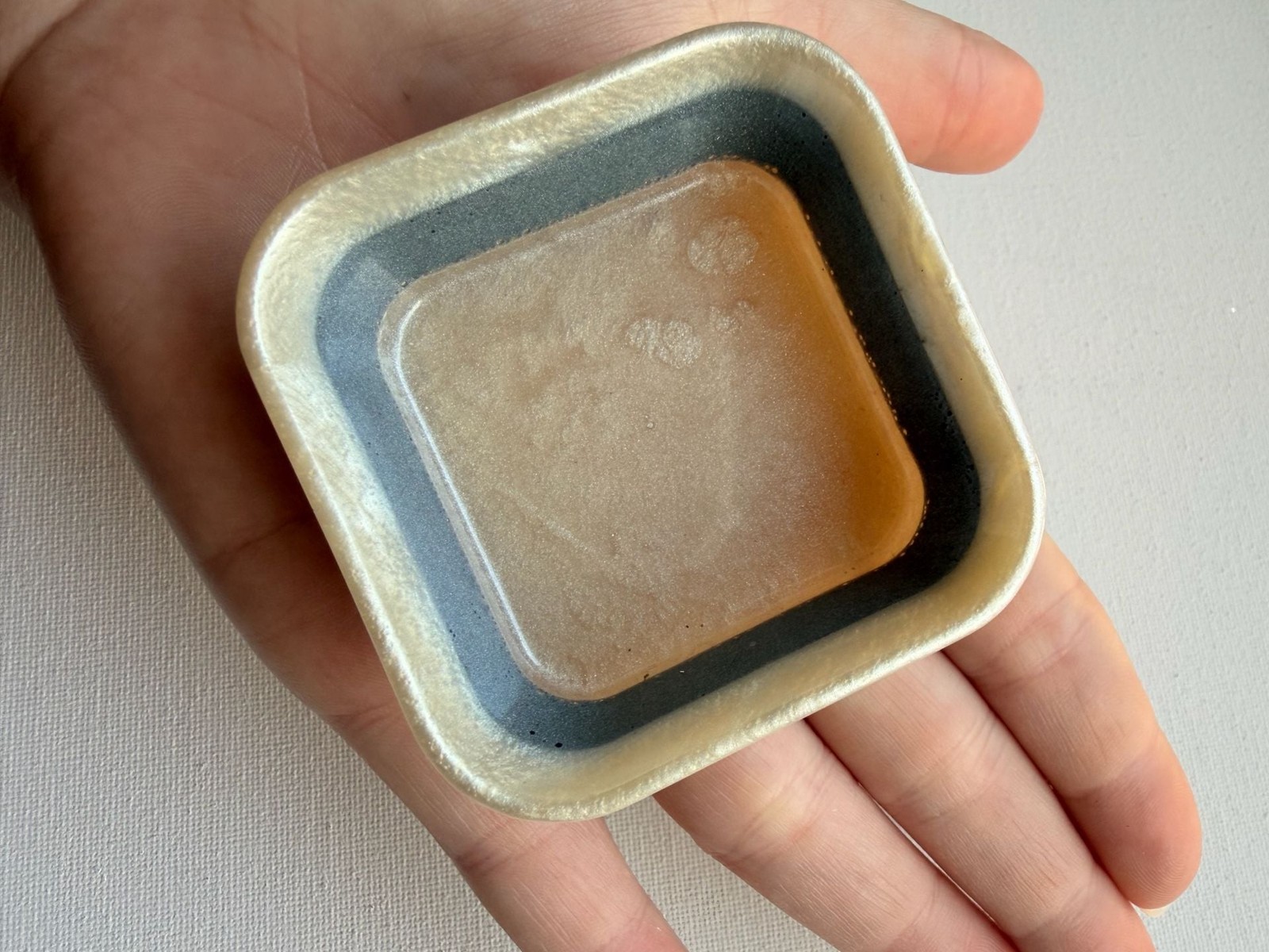Handmade Resin Square Trinket Dish Gray And Gold Handmade Resin Square Trinket Dish Gray And Gold