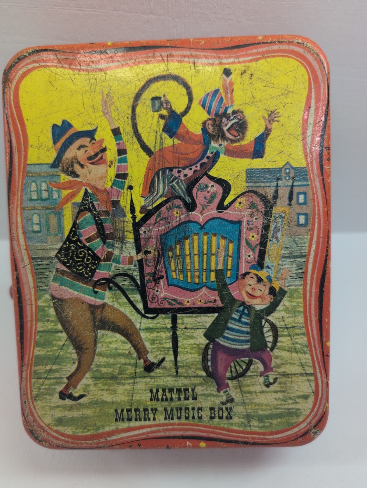 Vintage Mattel Merry Music Box, a collectible tin litho musical toy from 1953