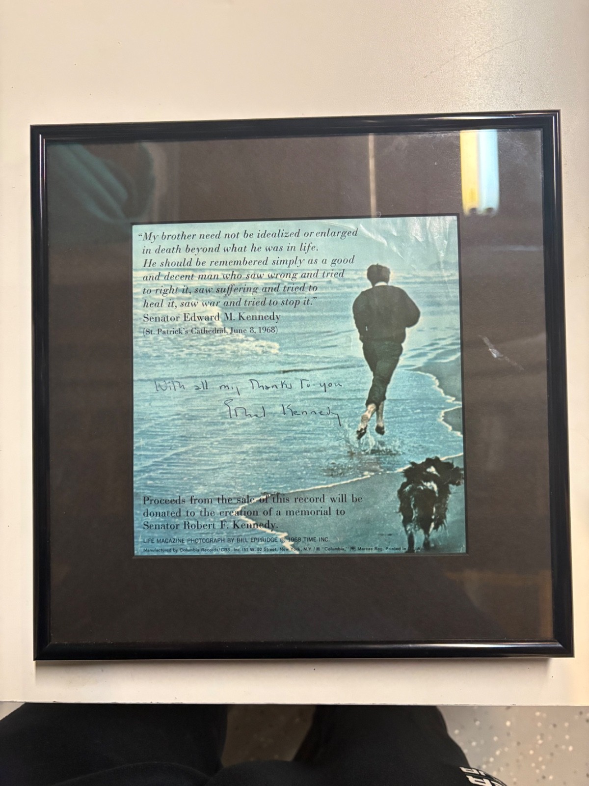 Robert F Kennedy Tribute photo Autographed by Ethel Kennedy