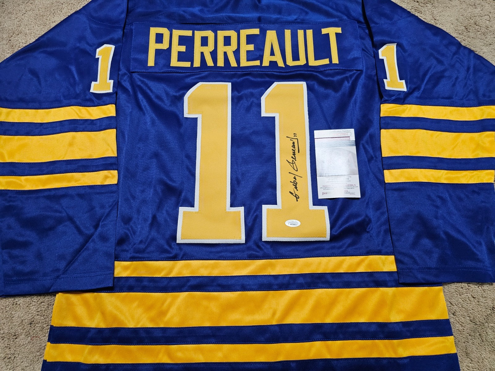 GILBERT PERREAULT Signed Buffalo Sabres XL Autographed NHL Hockey Jersey JSA