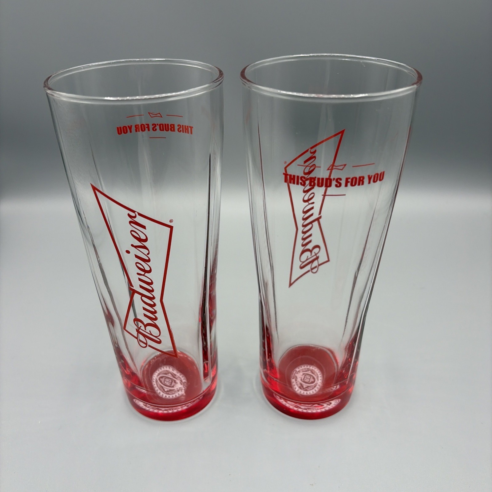 Vintage Pair of Budweiser Pilsner Glasses 1980's Rare