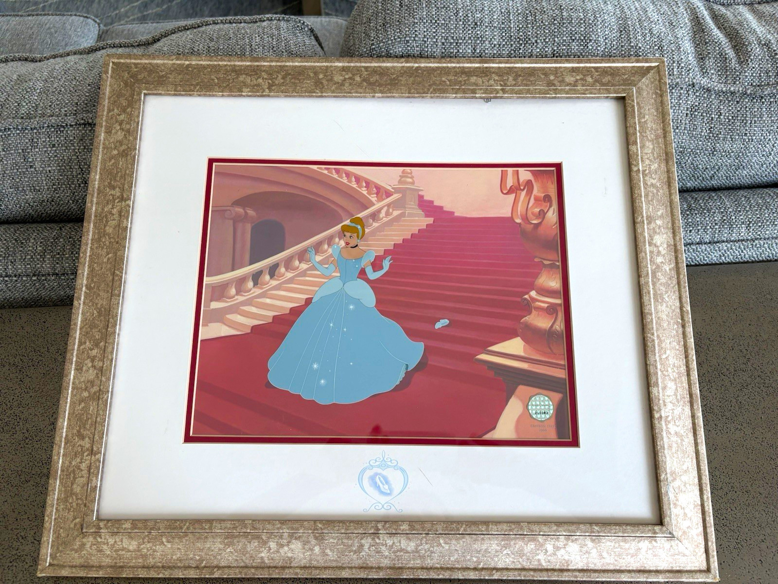 Disney Cinderella Framed Art Print/Lithograph - Cinderella on Staircase