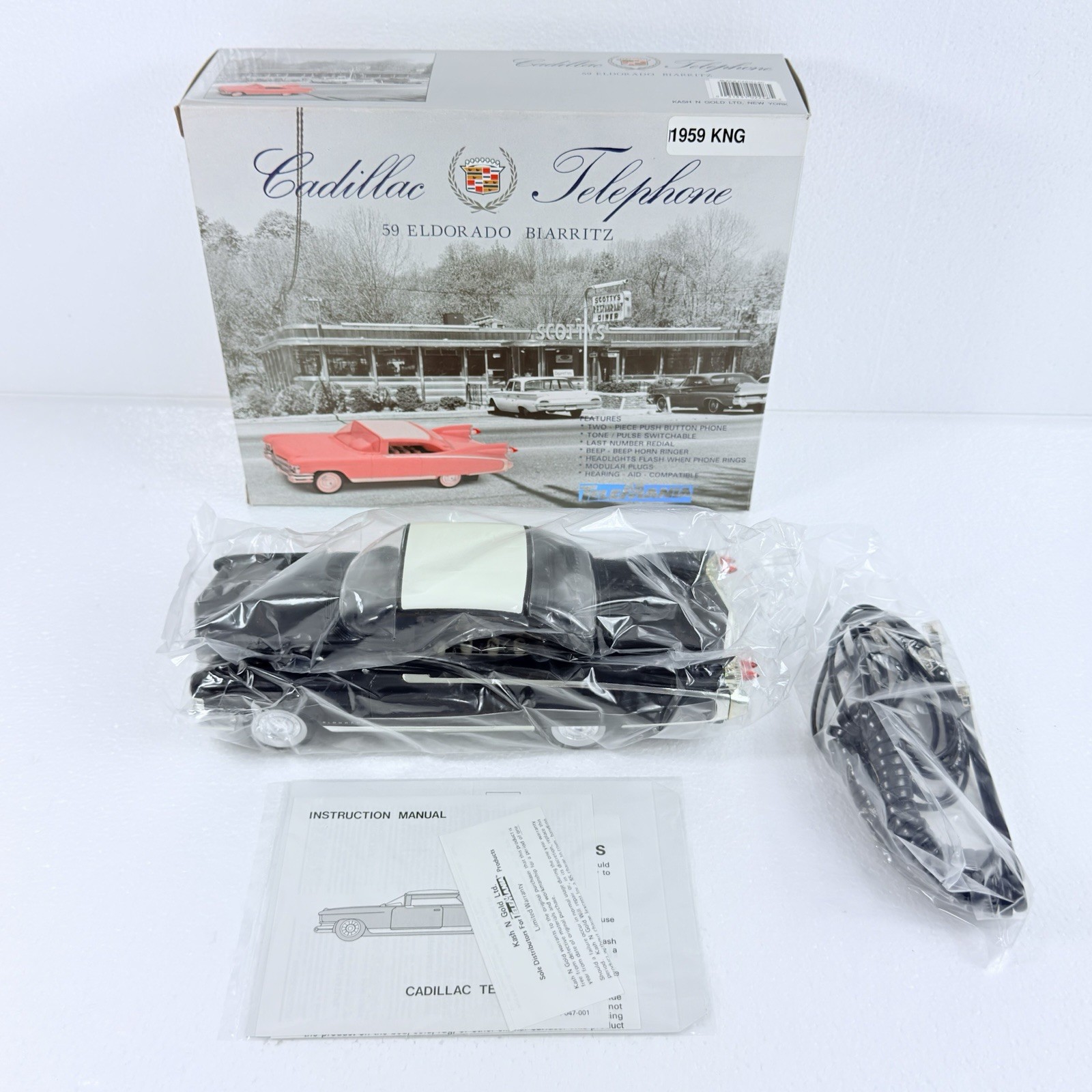 Vintage Telemania 1959 Cadillac Eldorado Biarritz Telephone Black Car W/ Box NEW