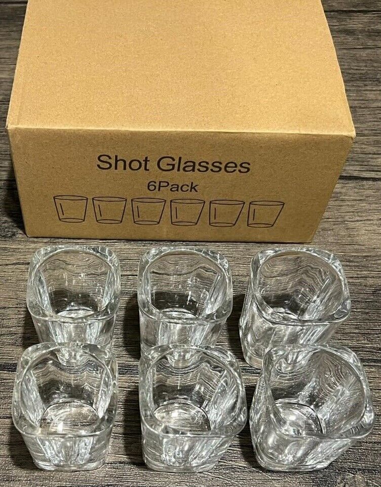 6 Pack Heavy Base Shot Glasses Set, 2.2 oz Clear Shot Glasses Bulk 