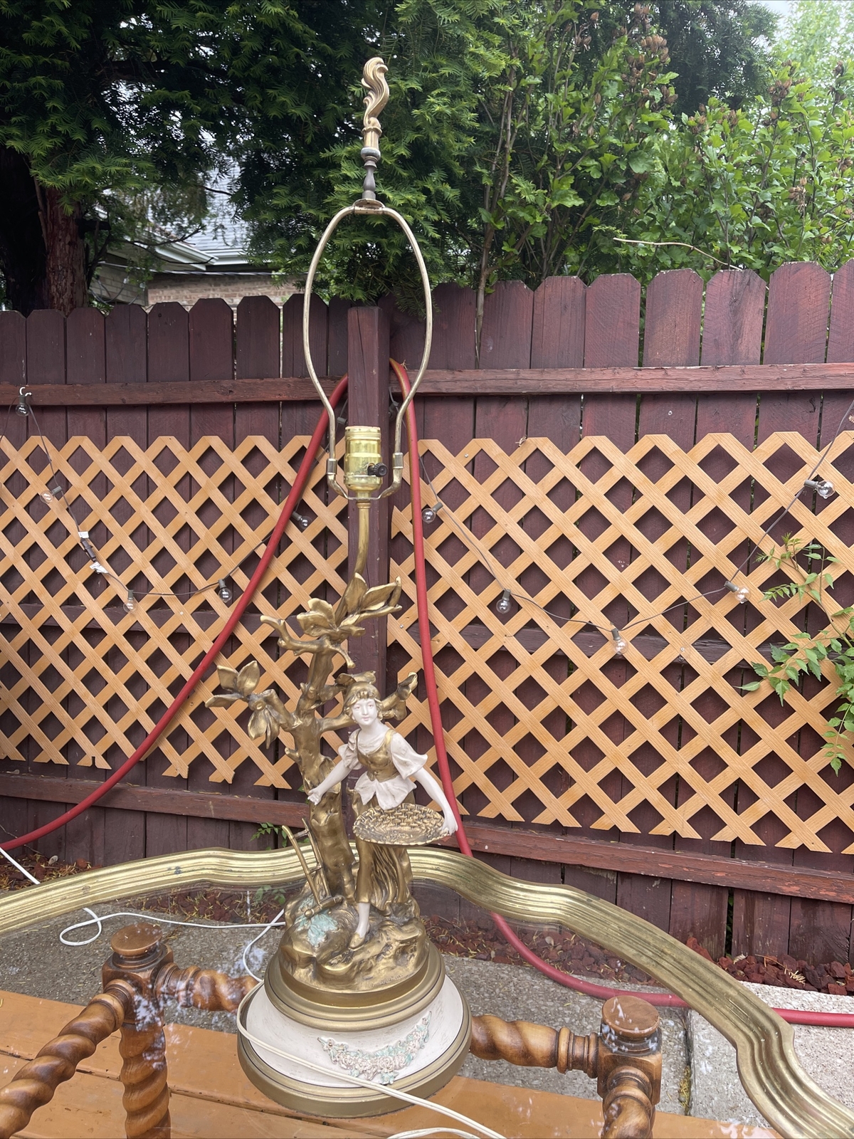 Antique L&F Moreau Table Lamp Francaise Collection Signed