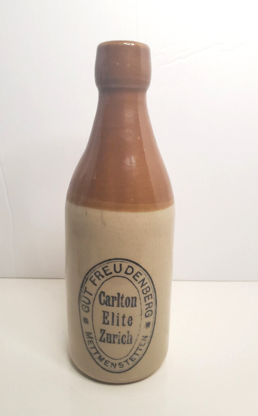 Vintage CARLTON ELITE HOTEL ZURICH Switzerland Stoneware Bottle  Made in England