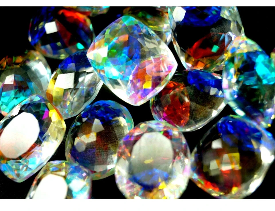 100 CT+ Rainbow Color Mix Cut Natural Mystic Topaz Loose Gemstone Lot