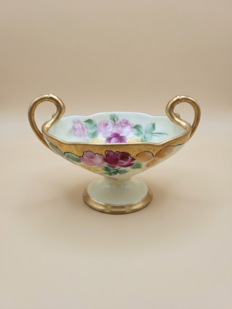 T&V Limoges France Pitkin & Brooks Hand Painted Violets Bowl Floral Trinket Dish