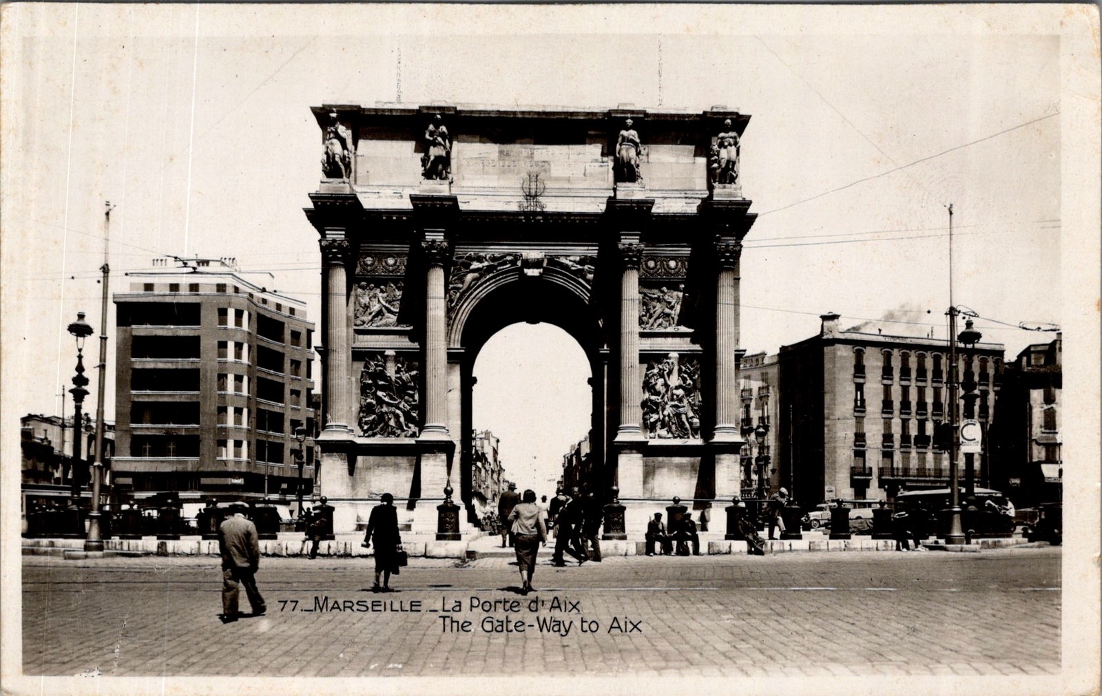 Marseille Postcard Porte d\'Aix Street Scene France 1910s La Cigogne Sepia Marseille Postcard Porte d\'Aix Street Scene France 1910s La Cigogne Sepia