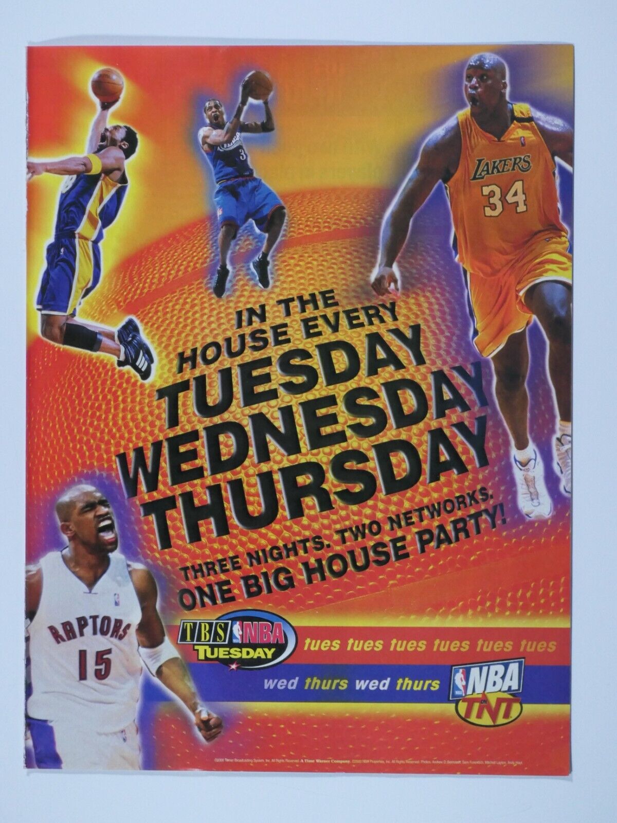 Kobe Bryan Shaq Vince Carter 2000 TNT NBA TBS Vintage Original Print Ad