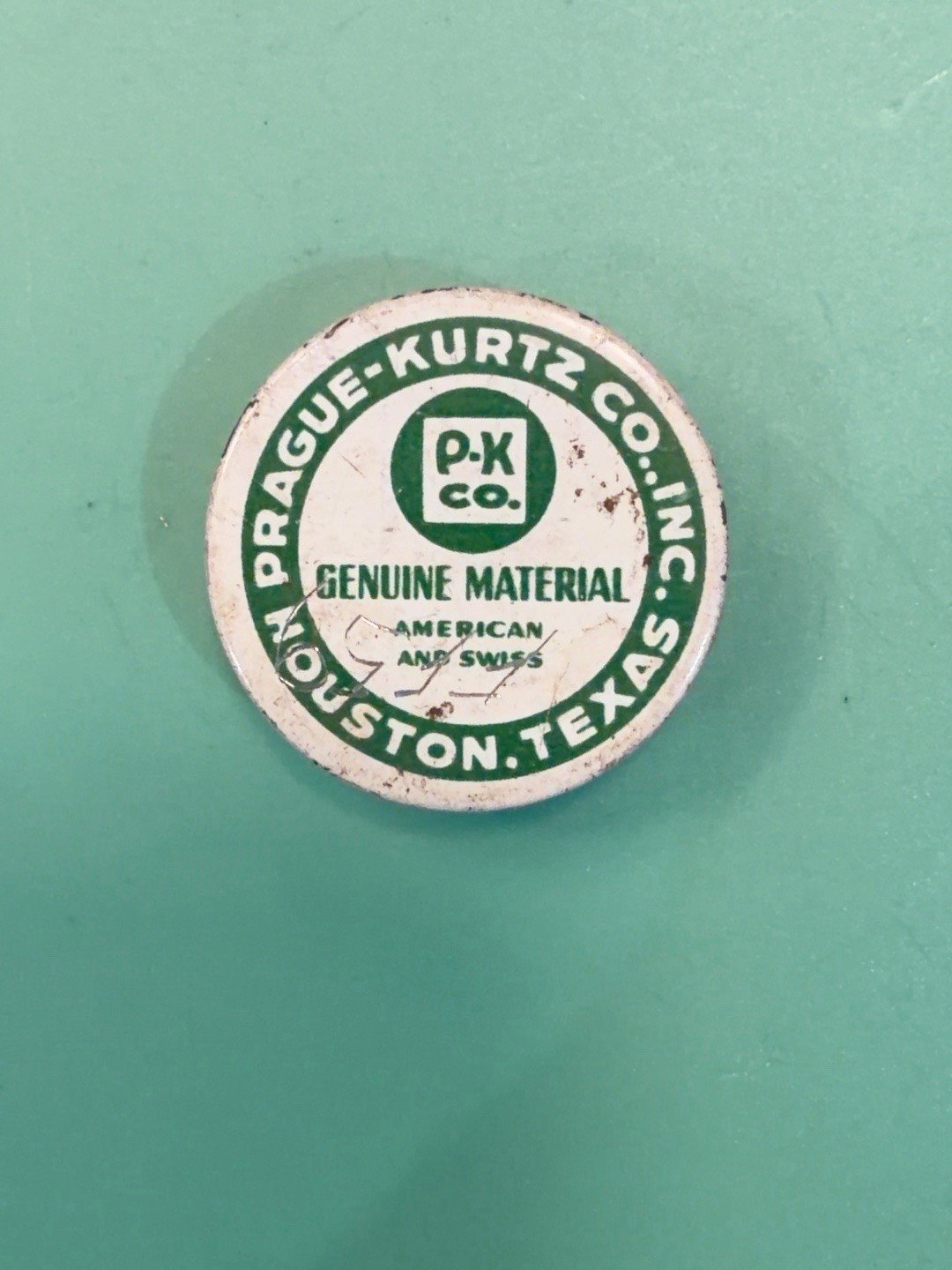 Vintage Prague-Kurtz Watchmaker Parts Tin Houston Texas EMPTY PK Co Horology