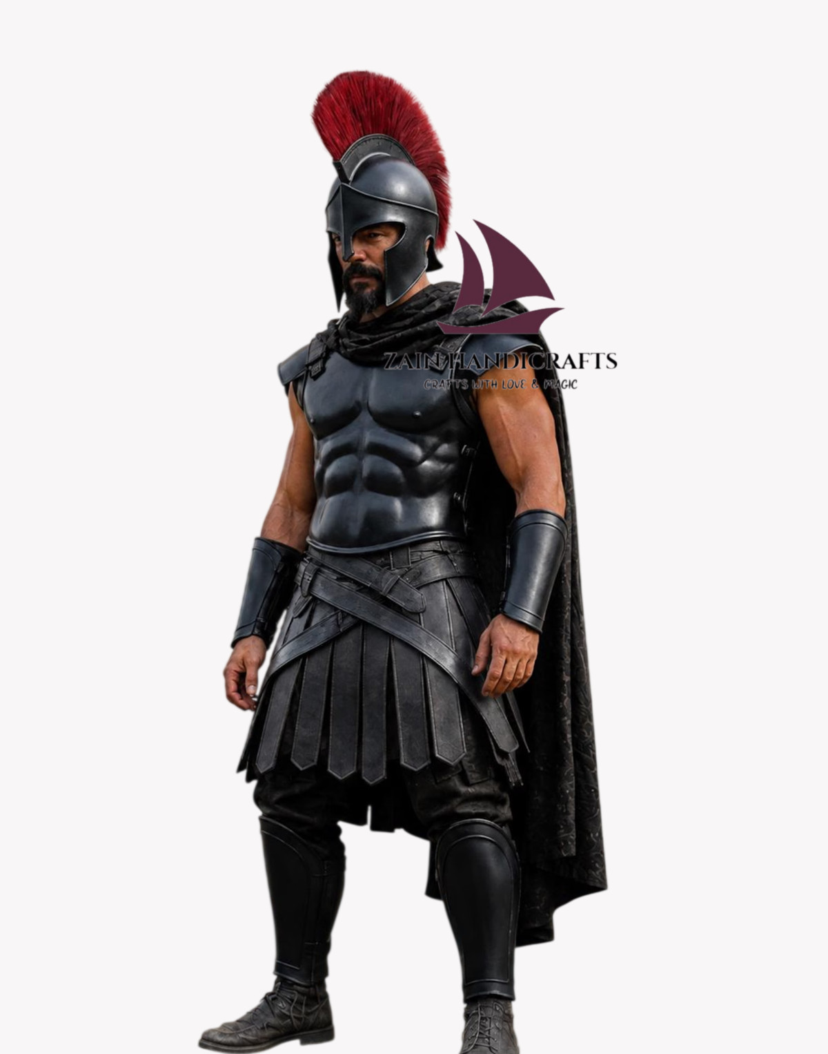 ZAIN Roman Black Spartan Armor Costume Handmade Warrior Greek Gladiator Cosplay