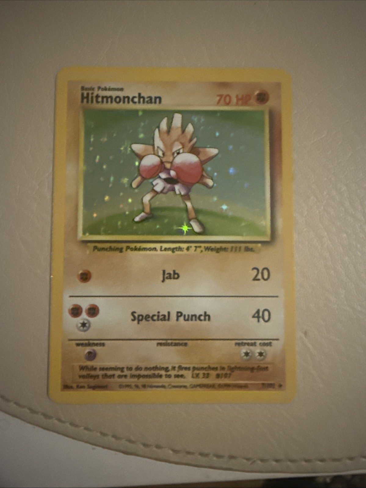 Pokémon Hitmonchan Base Set (Unlimited) Holofoil Card 7/102 UNGRADED