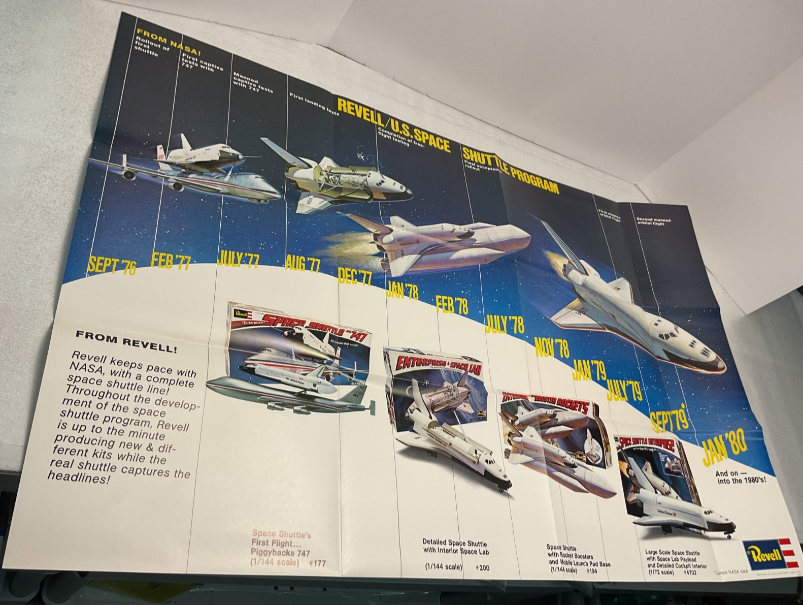 Vintage Revell NASA Space Shuttle Program Timeline Promo Poster Display A10