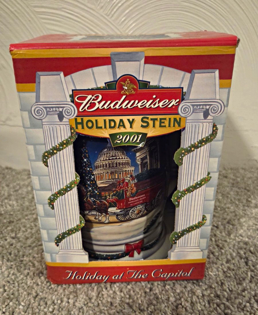 Budweiser Holiday Stein 2001 “Holiday at The Capitol” w/ Box & COA
