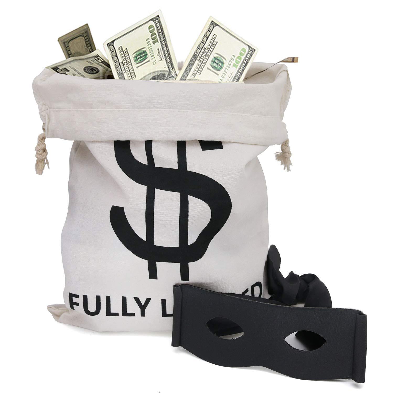 4PC Halloween Money Sign $$ Candy Bag with Dollar Mark Mask for Kids Trick Treat