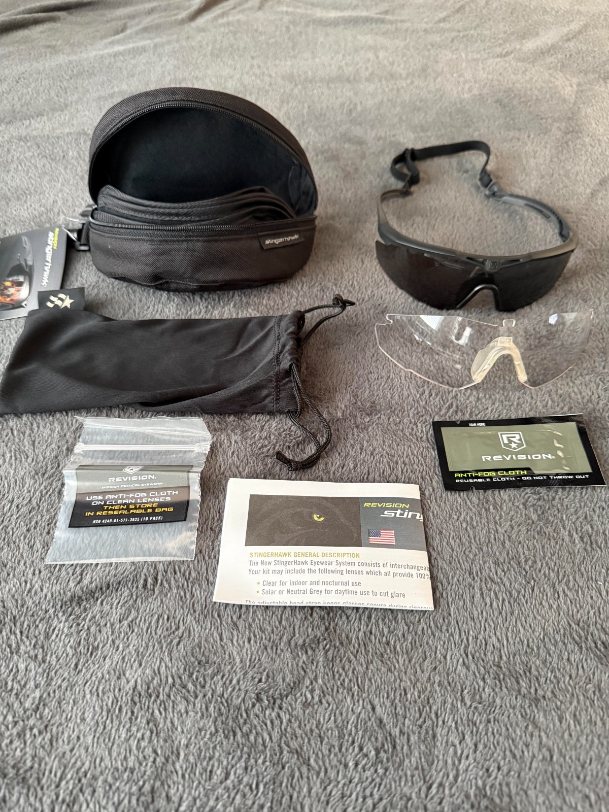 New Revision Stingerhawk Black APEL Ballistic Eyewear Glasses