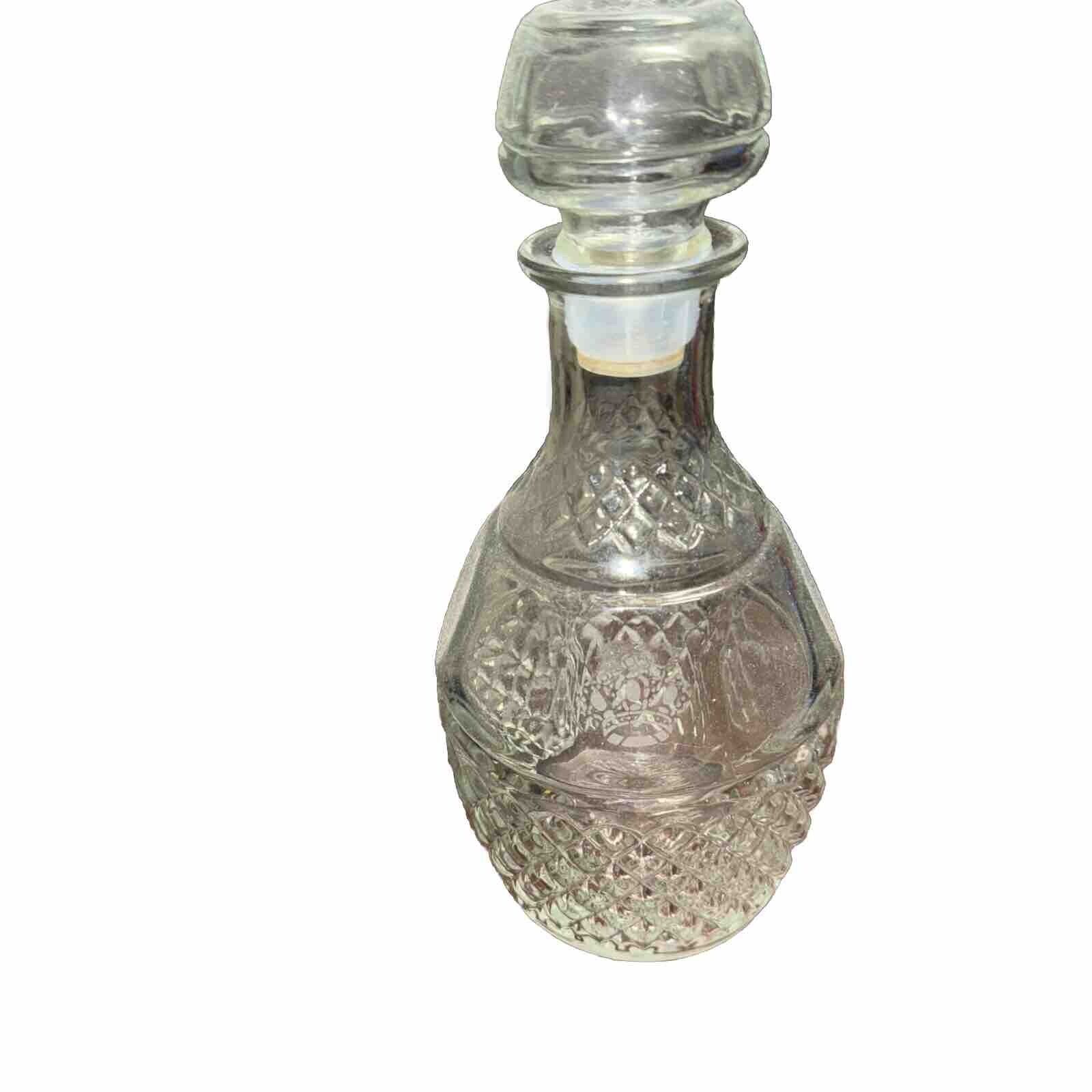 Vintage Crown Royal Liquor Decanter Etched Glass W/Stopper