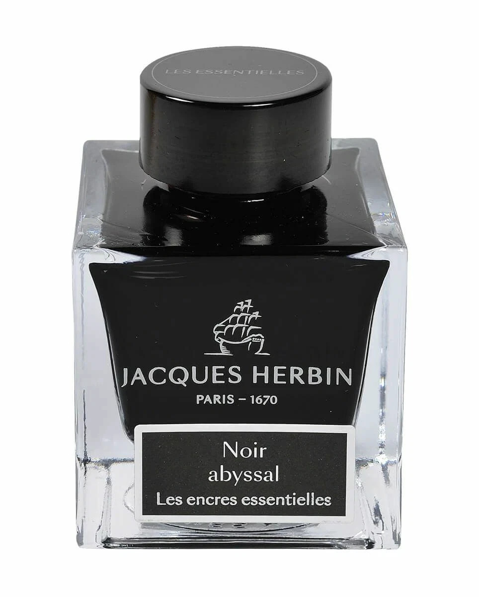 J. Herbin Essential Bottled Ink for Fountain Pens in Noir Abyssal - 50mL NEW