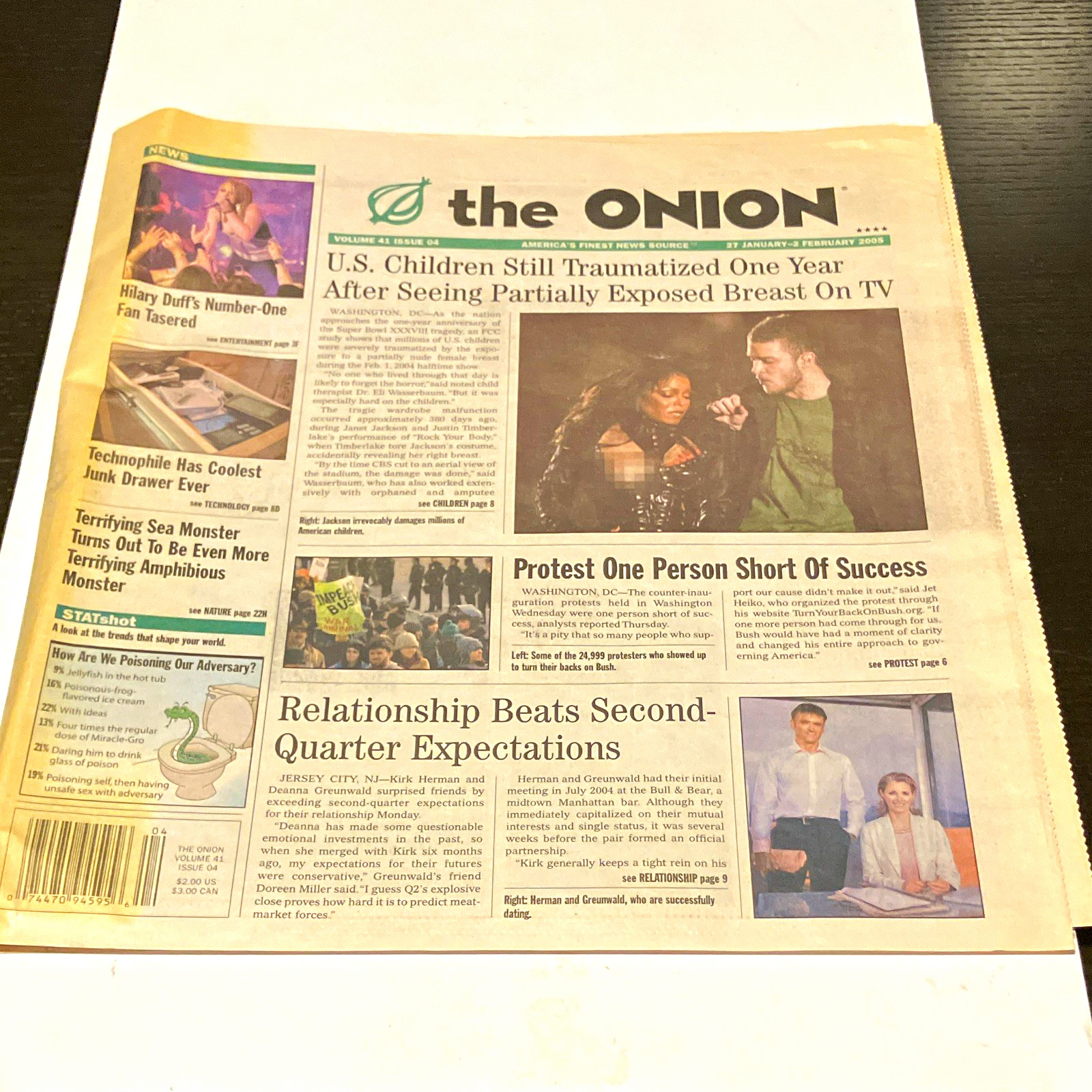 Vintage The Onion Satirical Newspaper Jan 2005 Janet Jackson Halftime Cover