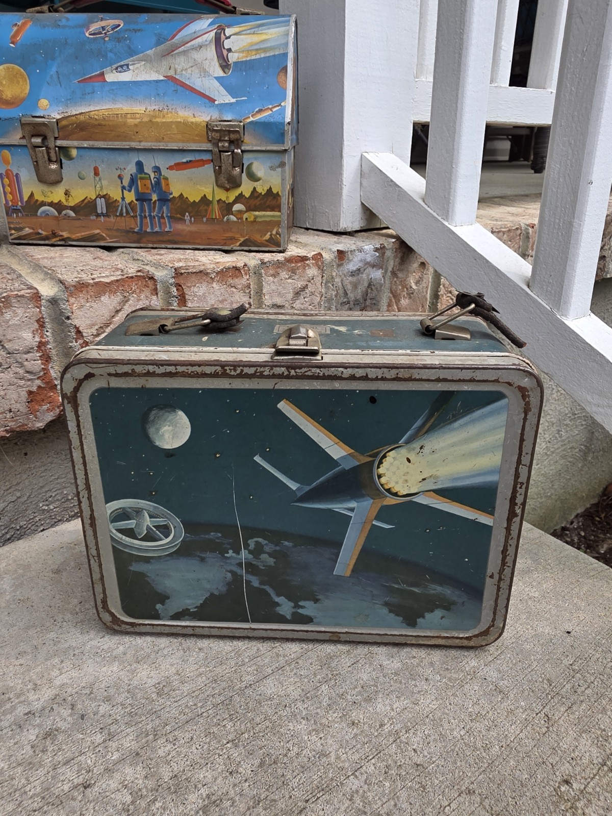 1958 Satellite Space Lunch Box & Thermos * Vintage * Lunchbox RARE CANADIAN