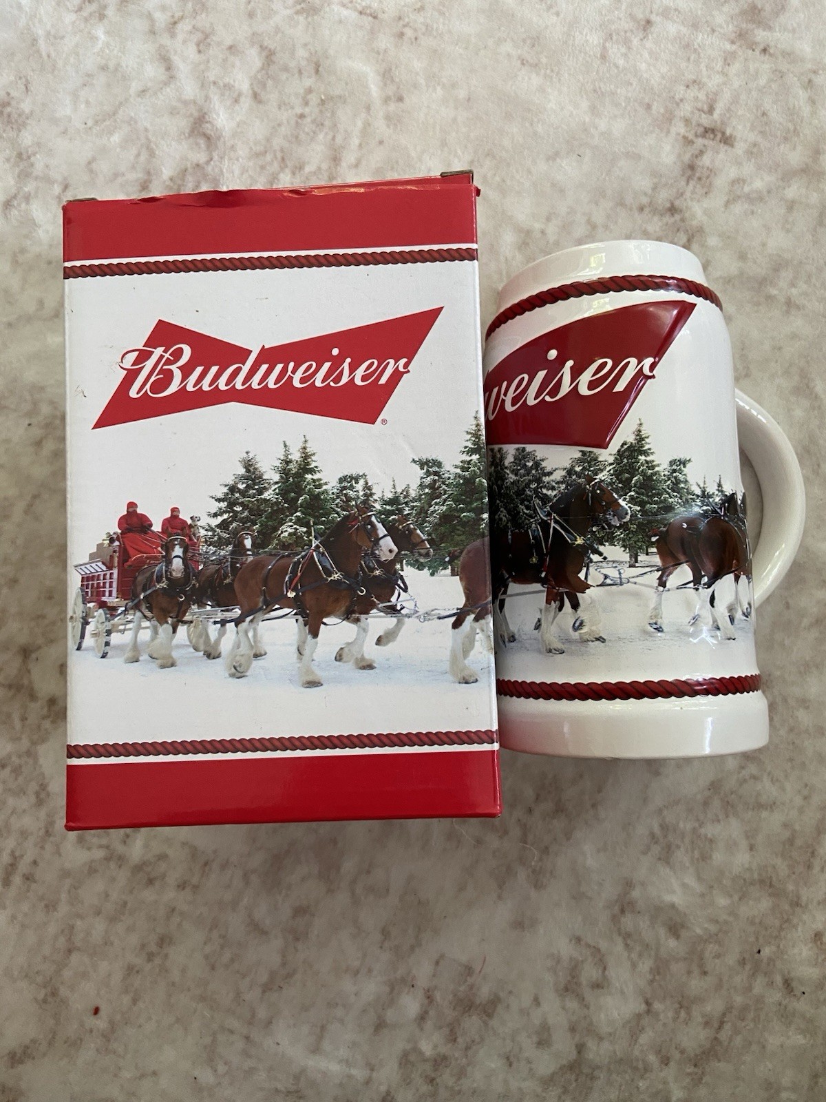 Budweiser 2016 Bud Holiday Stein Christmas Beer Mug Series Tradition Gift Boxed