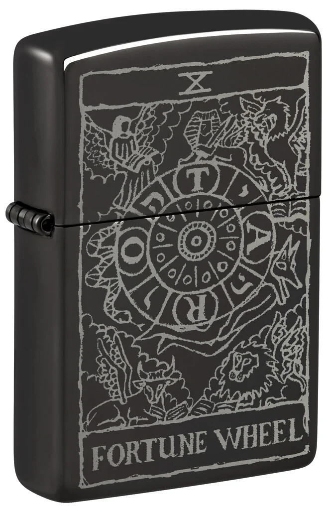 Zippo 46138,  Wheel of Fortune Tarot Design,  High Polish Black Lighter, NEW