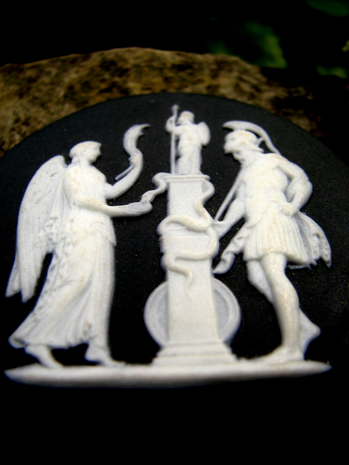 WEDGWOOD XRARE 18/19 CENTURY BLACK DIP  ROUND MEDALLION GREEK RELIEFS MUSEUM