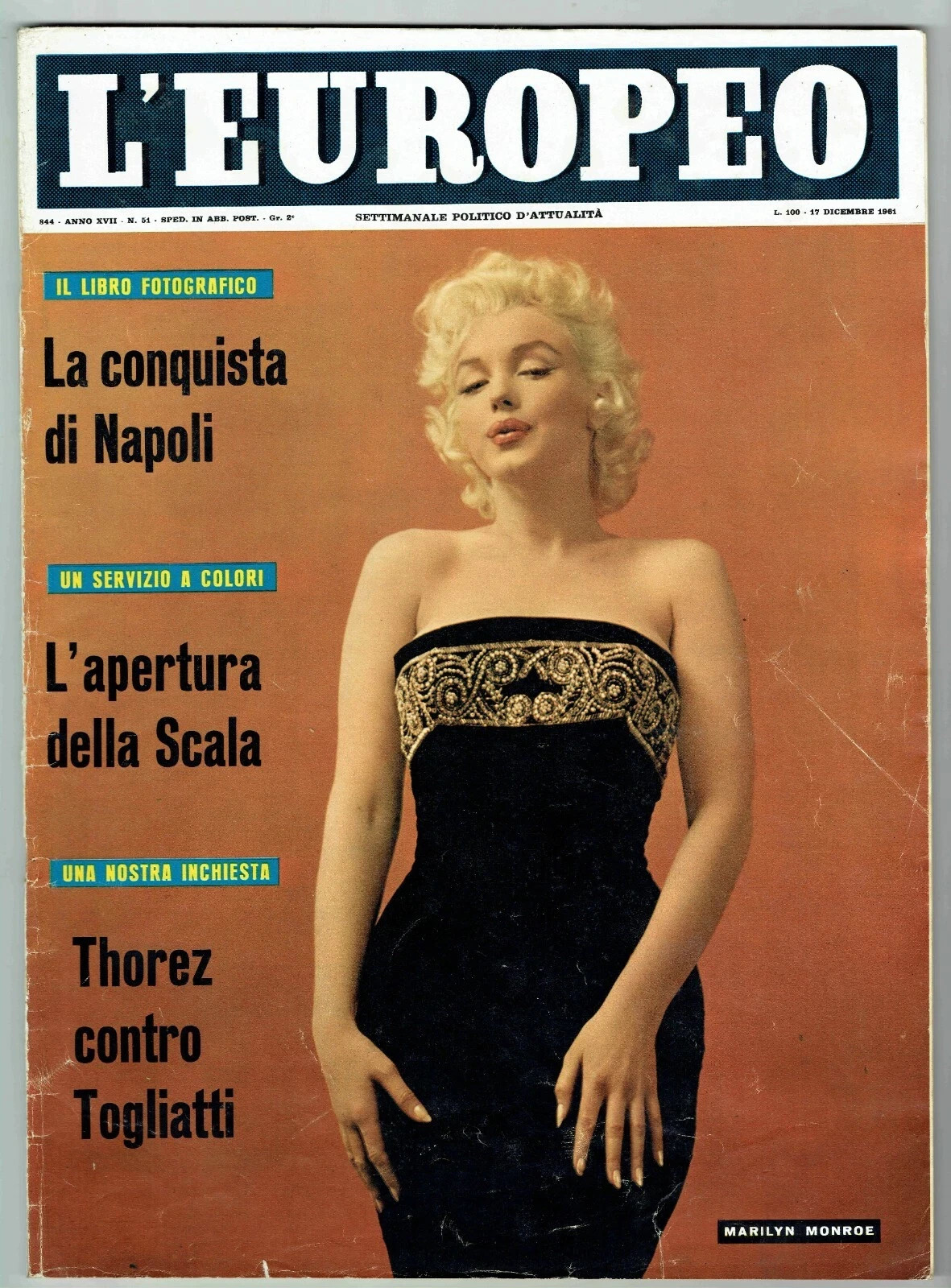 MARILYN MONROE Cover Magazine 1961 Italy Vintage Weekly Issue Rare Sexy Europeo