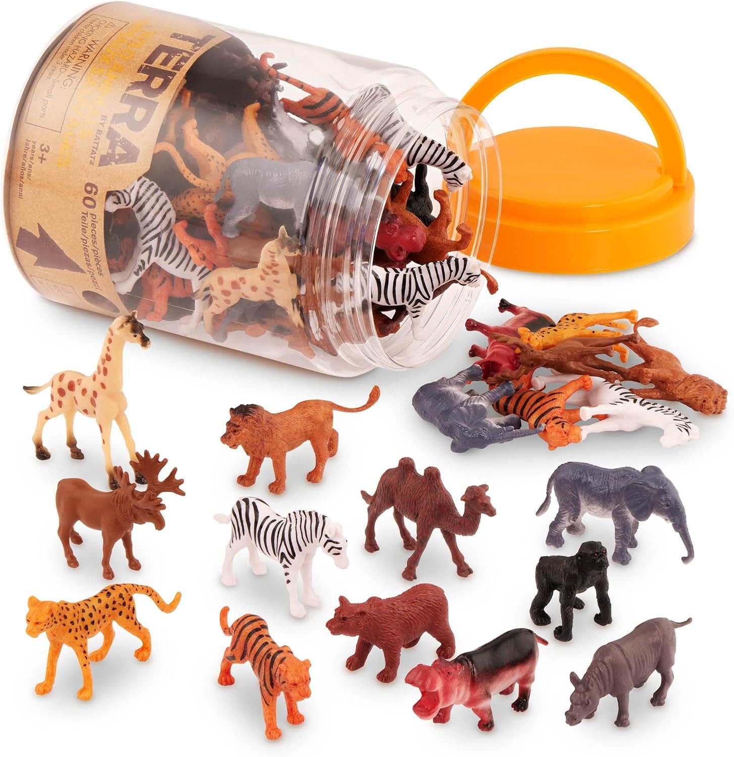 Terra by Battat Wild Animal Figurines Tube, 60 Mini Safari Figures, 2\