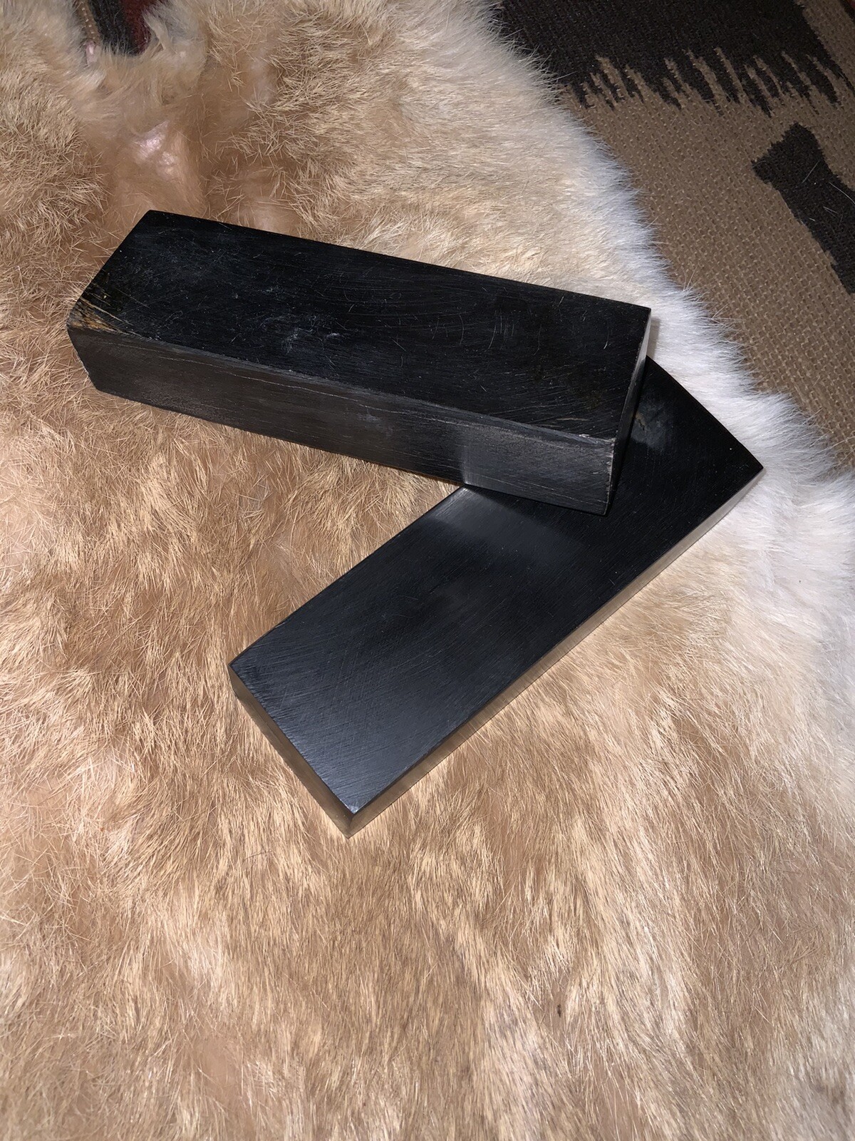 BUFFALO HORN KNIFE HANDLE BLOCK, 5” X 1 1/2” X 1”, Black, Knife Making Supply