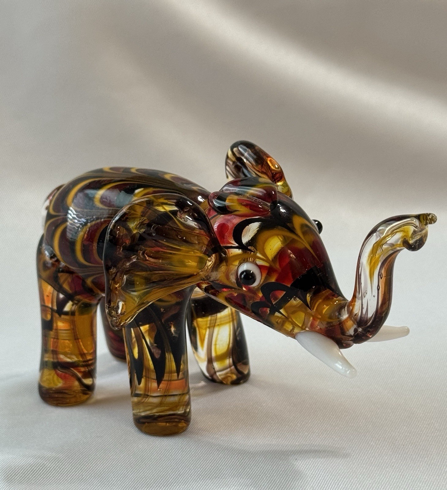 Lenox Little Elephant Art Deco Glass Amber MCM