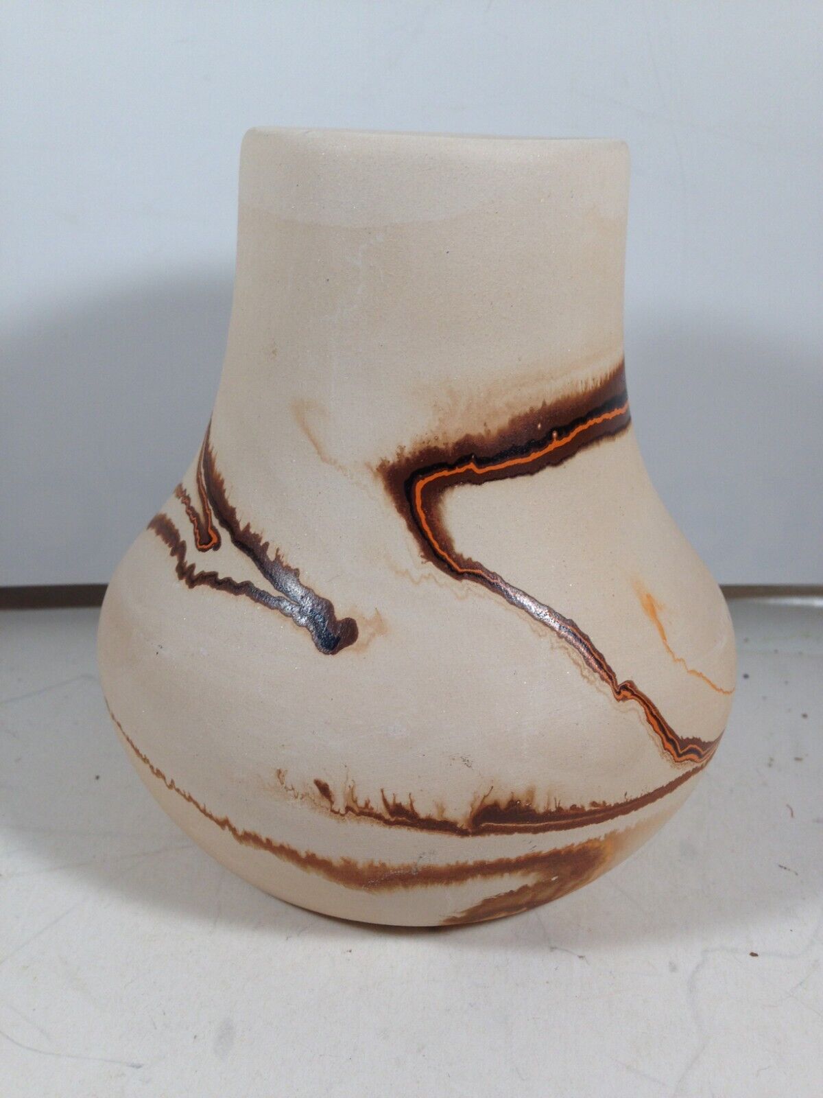 Vintage Nemadji Pottery Brown Orange 5” Vase