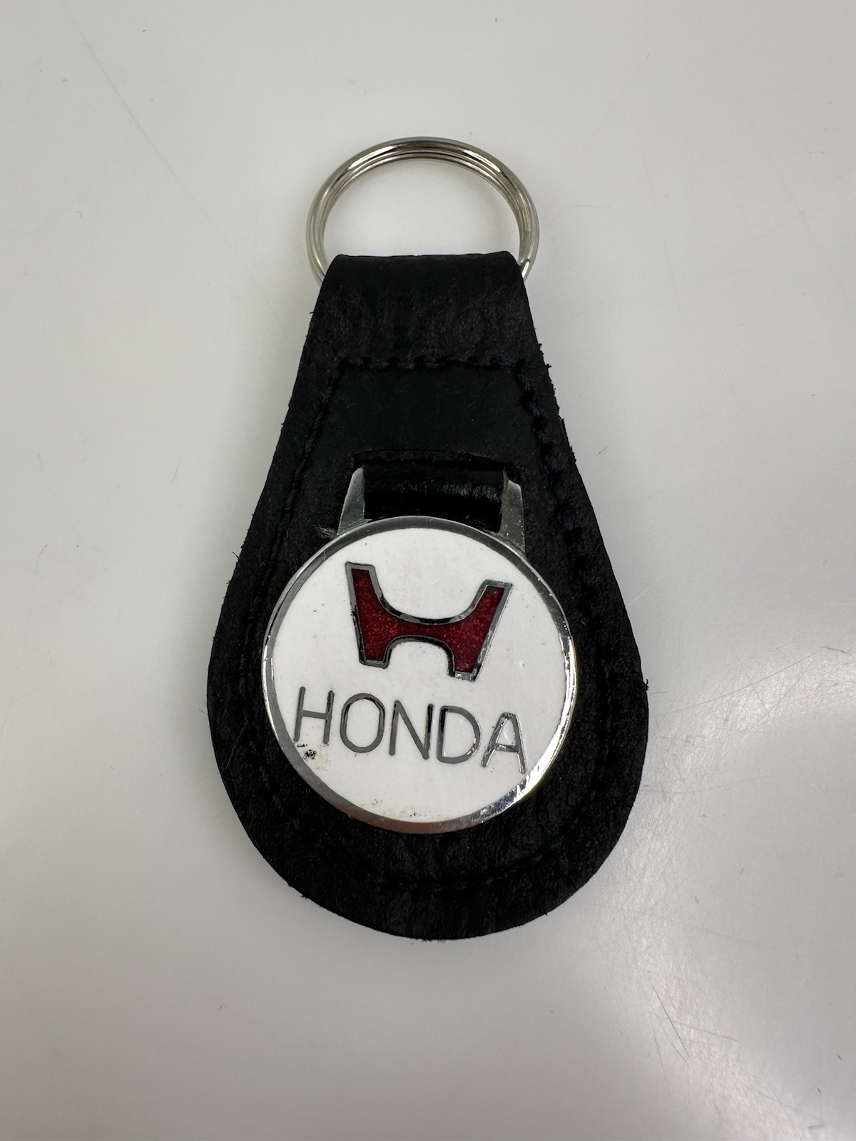 Vintage 1979’s Honda Dealer Accessory Leather Key Chain White USA HTF
