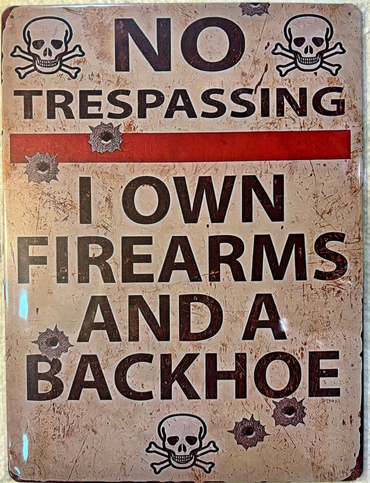 FREE SHIPPING BUY or make OFFER B4 it’s SOLD Guns Backhoe 12x16 TIN SIGN 73