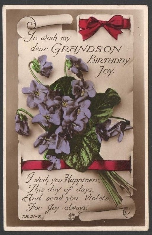 1934 Rotary Photo Postcard England To Wish my Dear GRANDSON Birthday Joy