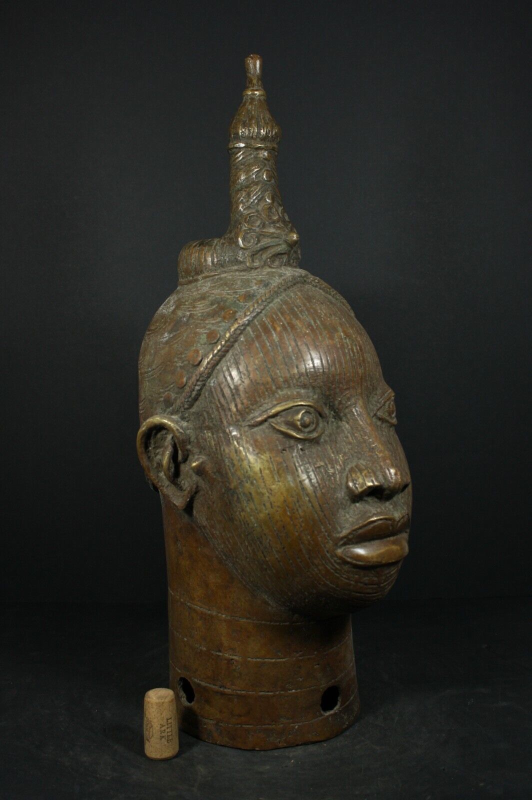 African BENIN Bronze IFE, ONI Royal King Head - Nigeria, AFRICAN TRIBAL ART