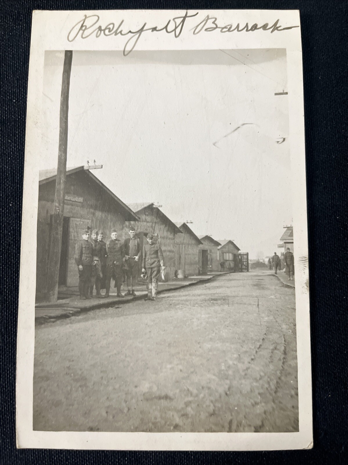 WW1 WWI US Army In Rochefort, France AEF Barracks Group RPPC Photo Postcard Rare