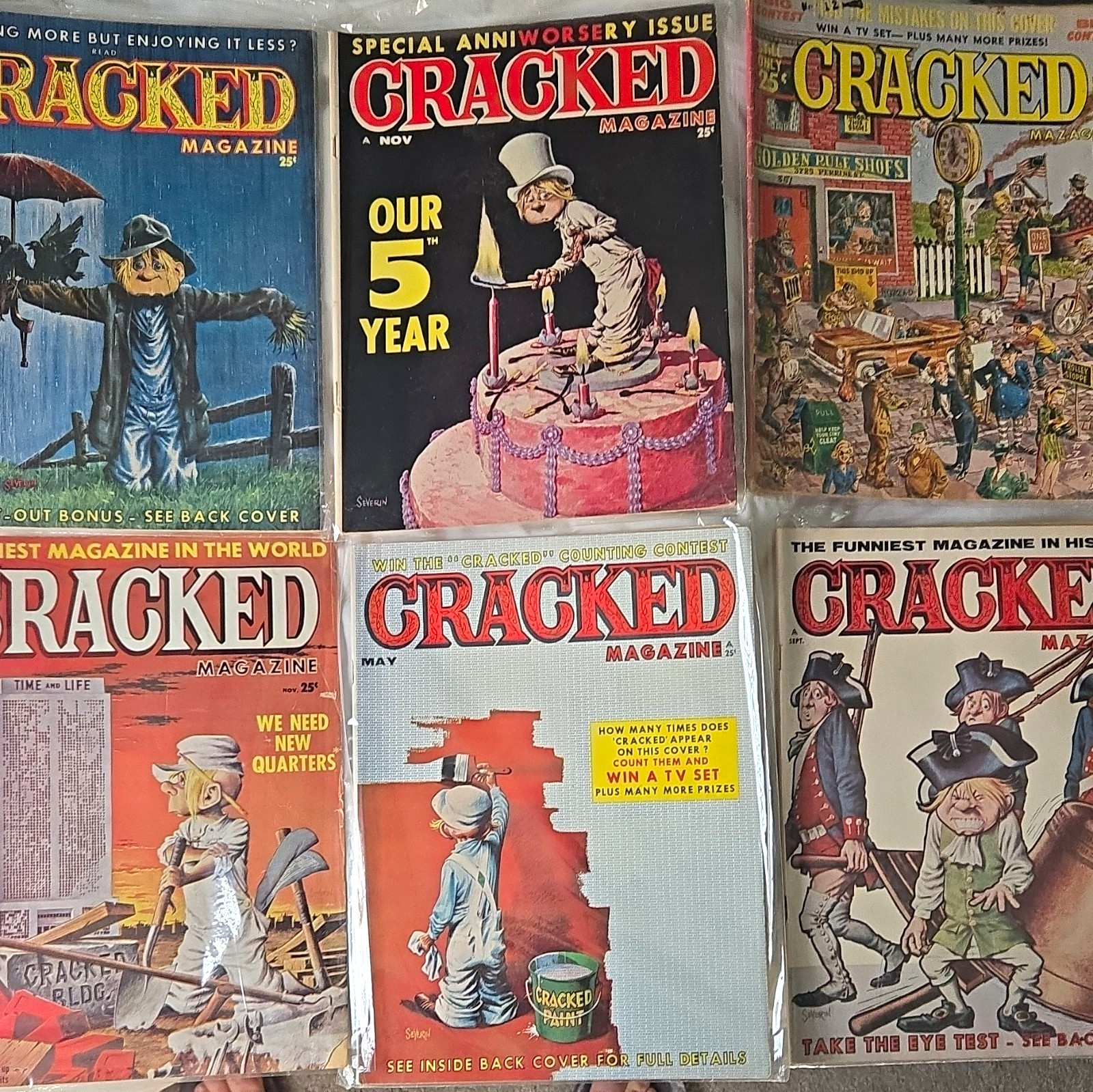 Cracked MAGAZINES 6 LOT  1960s As Shown Very Good Vintage Condition humor Satire
