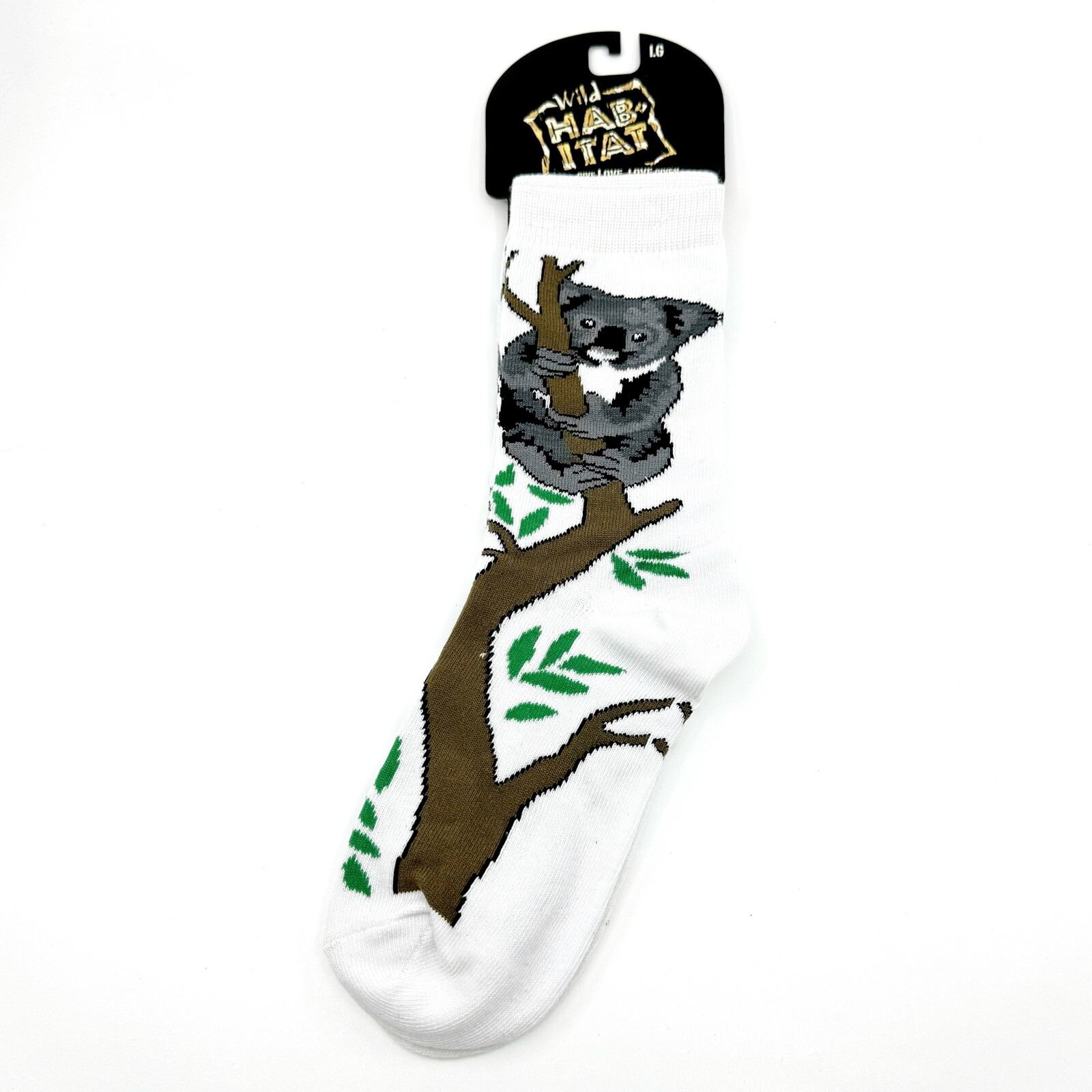 Cute Koala Bear Collectible Socks White and Gray Unisex Large Wild Habitat