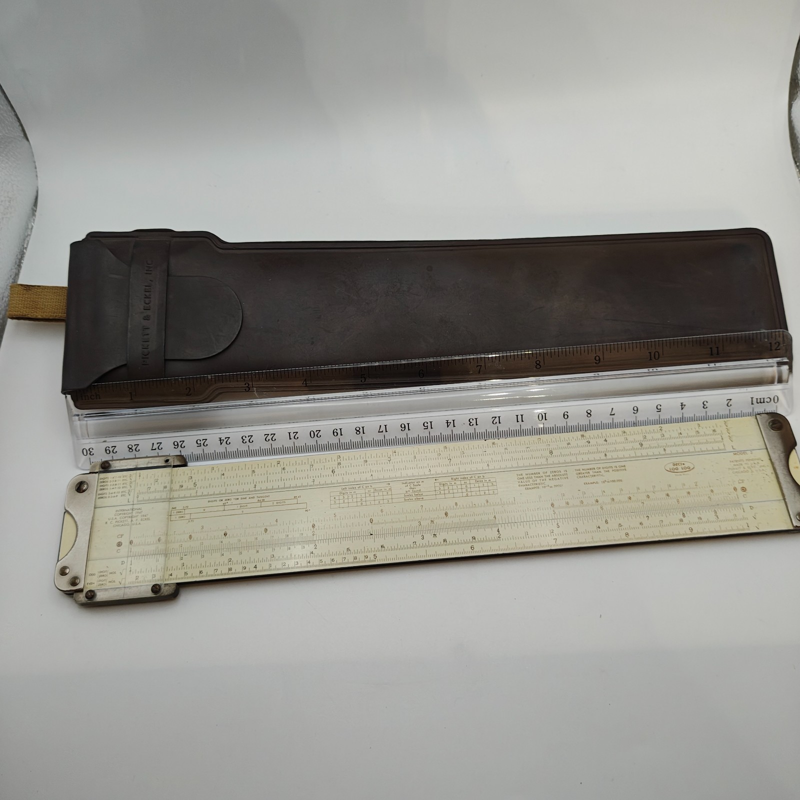 Vintage 1947 Pickett & Eckel Model 2 Deci Log Log Duplex Slide Rule w/ Org Case