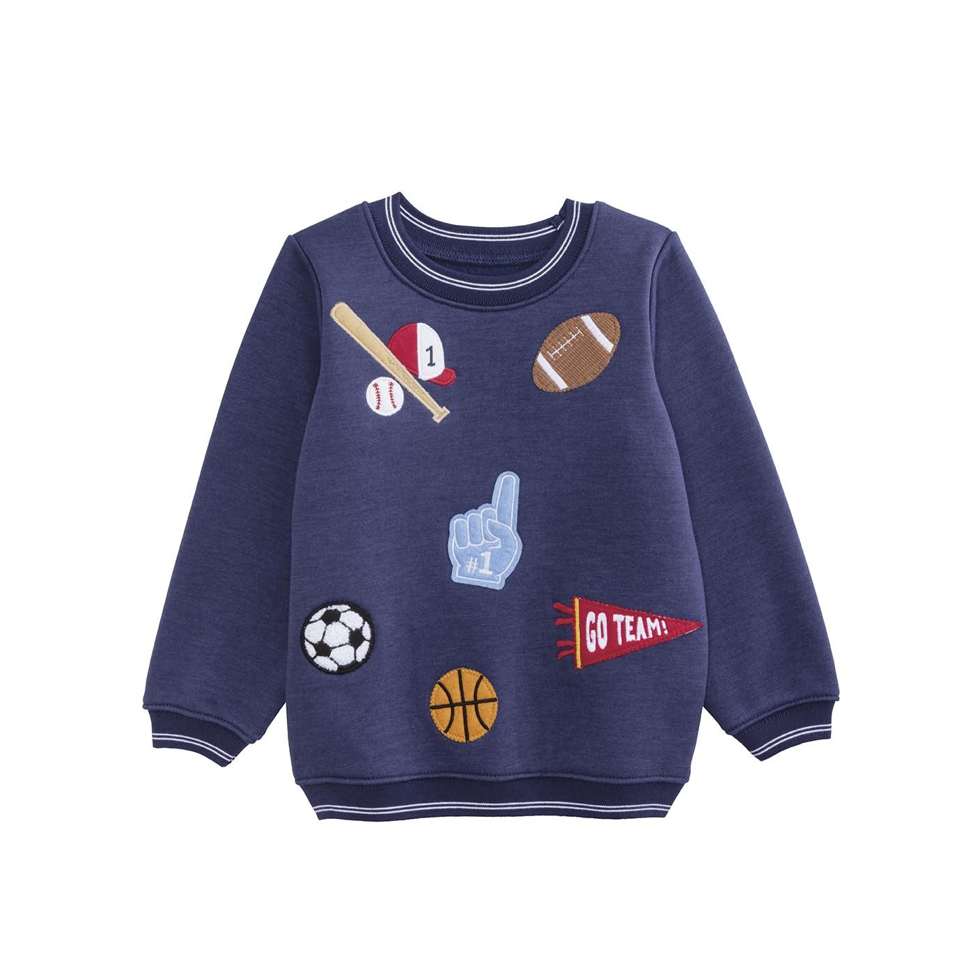Mud Pie Boys Kids Sports Patch Sweatshirt, Navy Mud Pie Boys Kids Sports Patch Sweatshirt, Navy