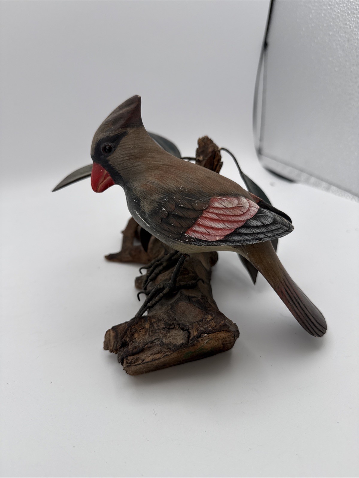 Vintage Carved Handpainted Wooden Bird Sculpture Figure Cardin Audubon Wood Base