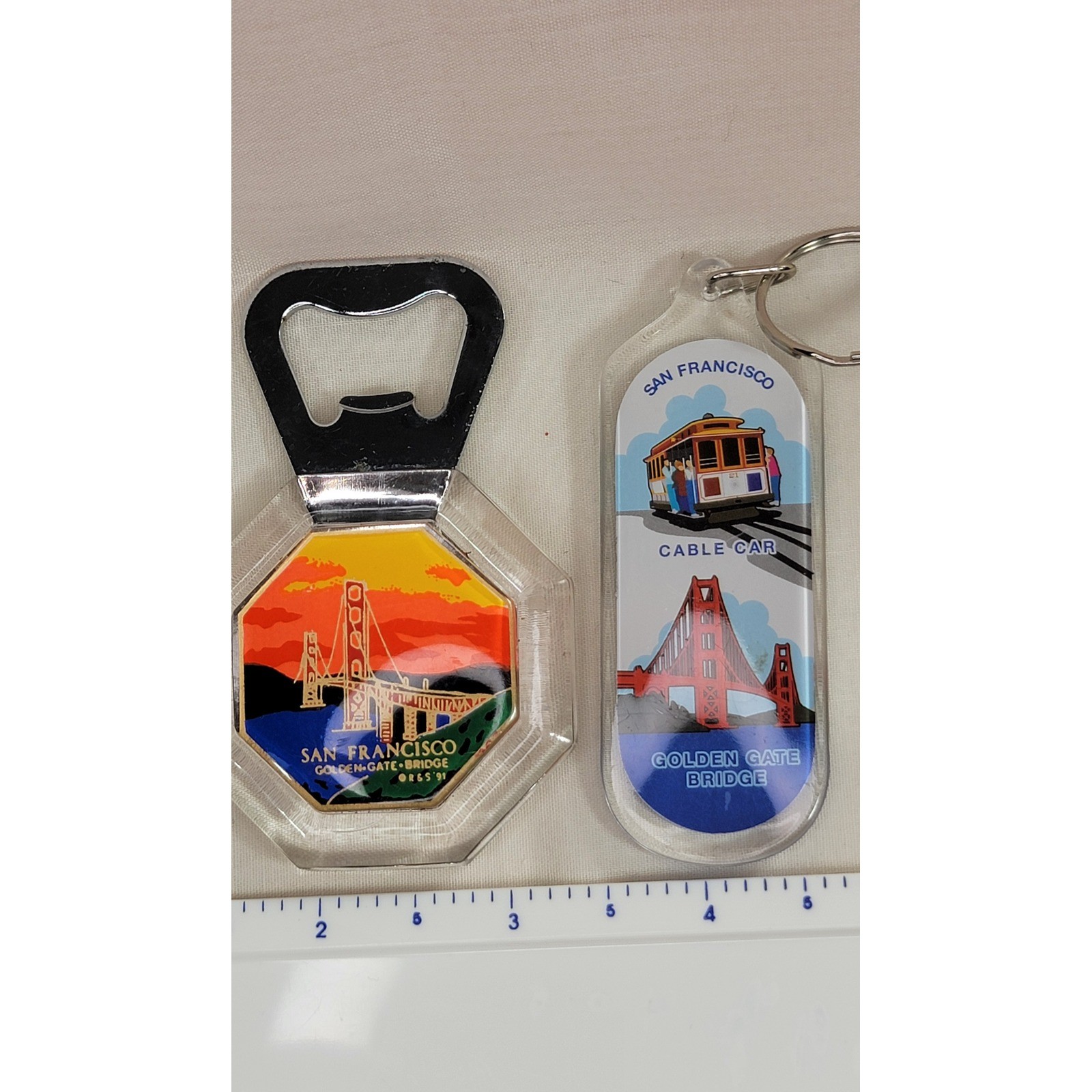 Vintage San Francisco Souvenir Lot Magnetic Bottle Opener & Cable Car Keychain