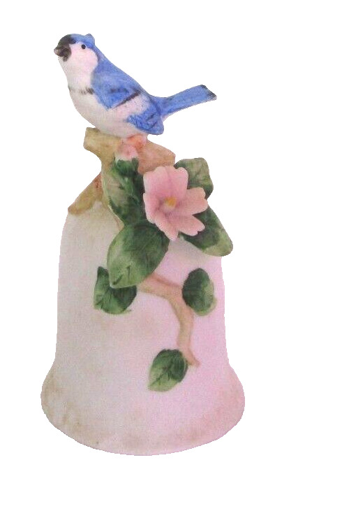 VTG Robin bell Royal Crown Arnart 1986 porcelain figurine BLUE bird Floral