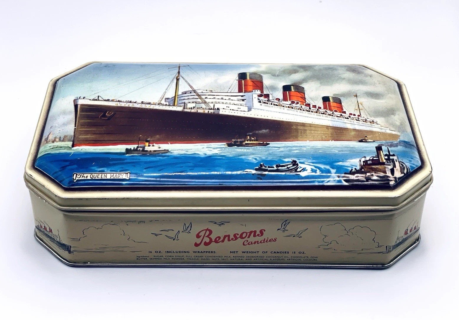 Vtg Bensons Queen Mary English 16 0z Toffee Tin, made in England 