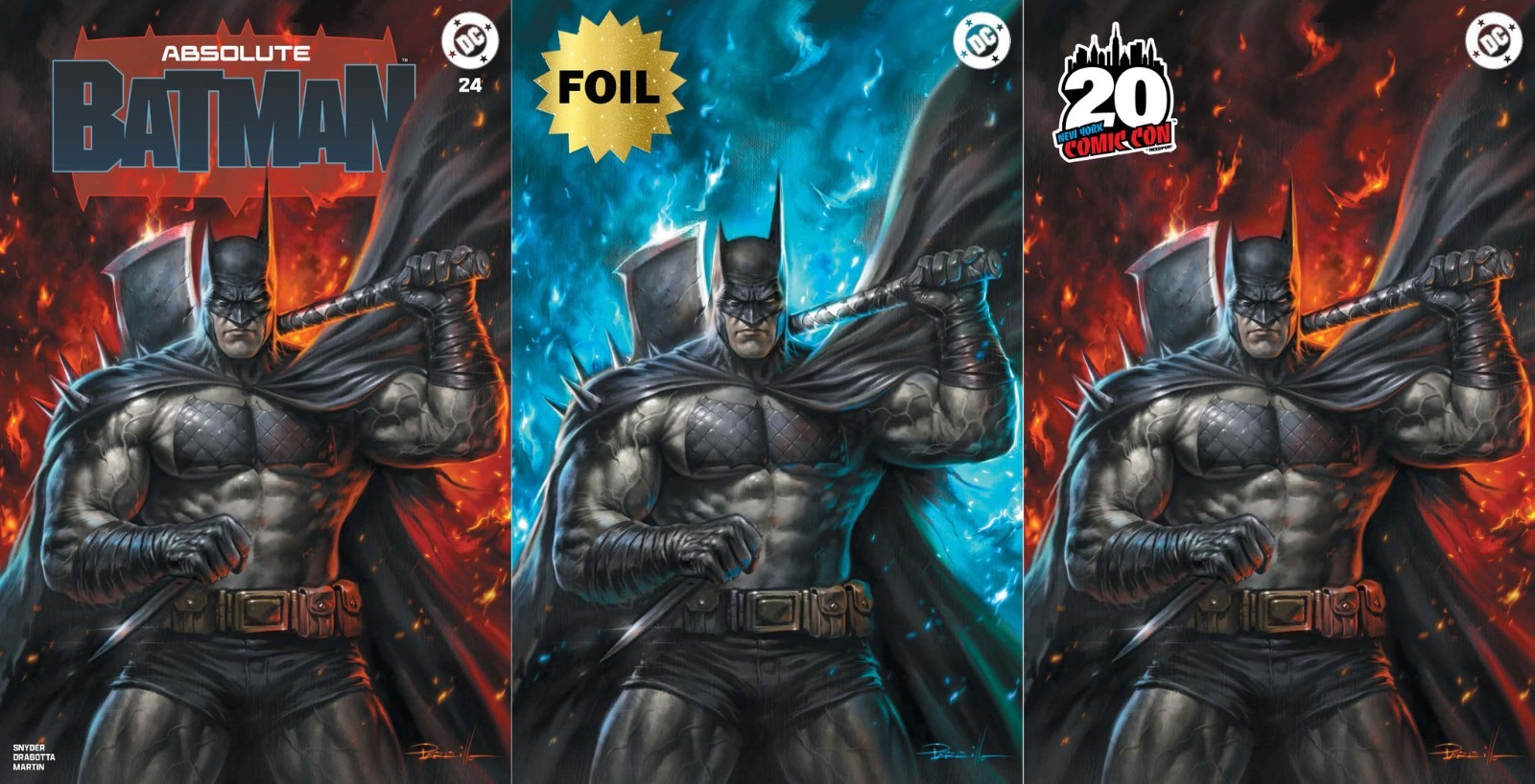 ABSOLUTE BATMAN #24 LUCIO PARRILLO NYCC EXCLUSIVE 3-PACK SET TRADE VIRGIN FOIL ABSOLUTE BATMAN #24 LUCIO PARRILLO NYCC EXCLUSIVE 3-PACK SET TRADE VIRGIN FOIL