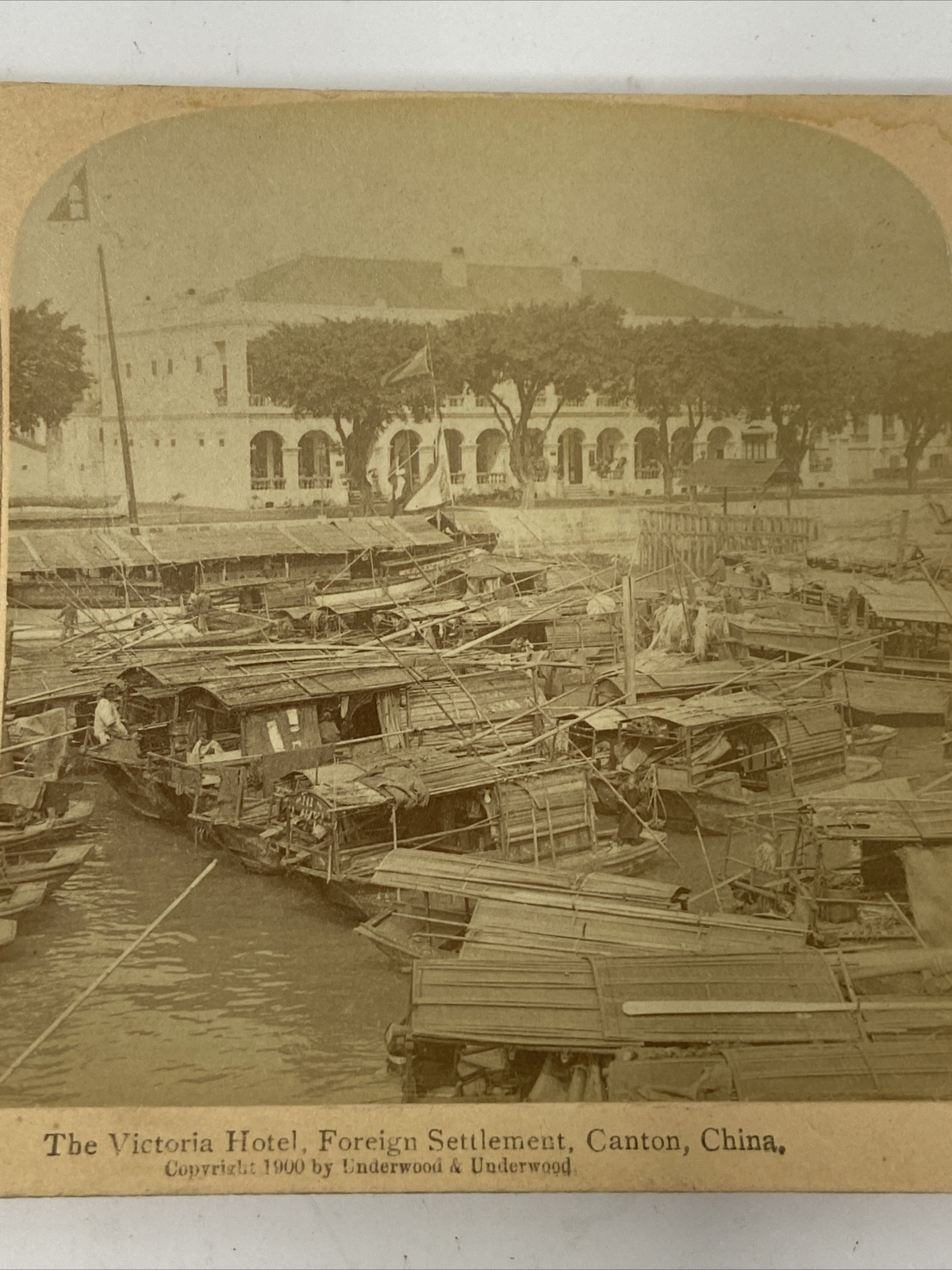 Victoria Hotel Foreign Settlement Canton Guangzhou Kwangchow China Stereoview