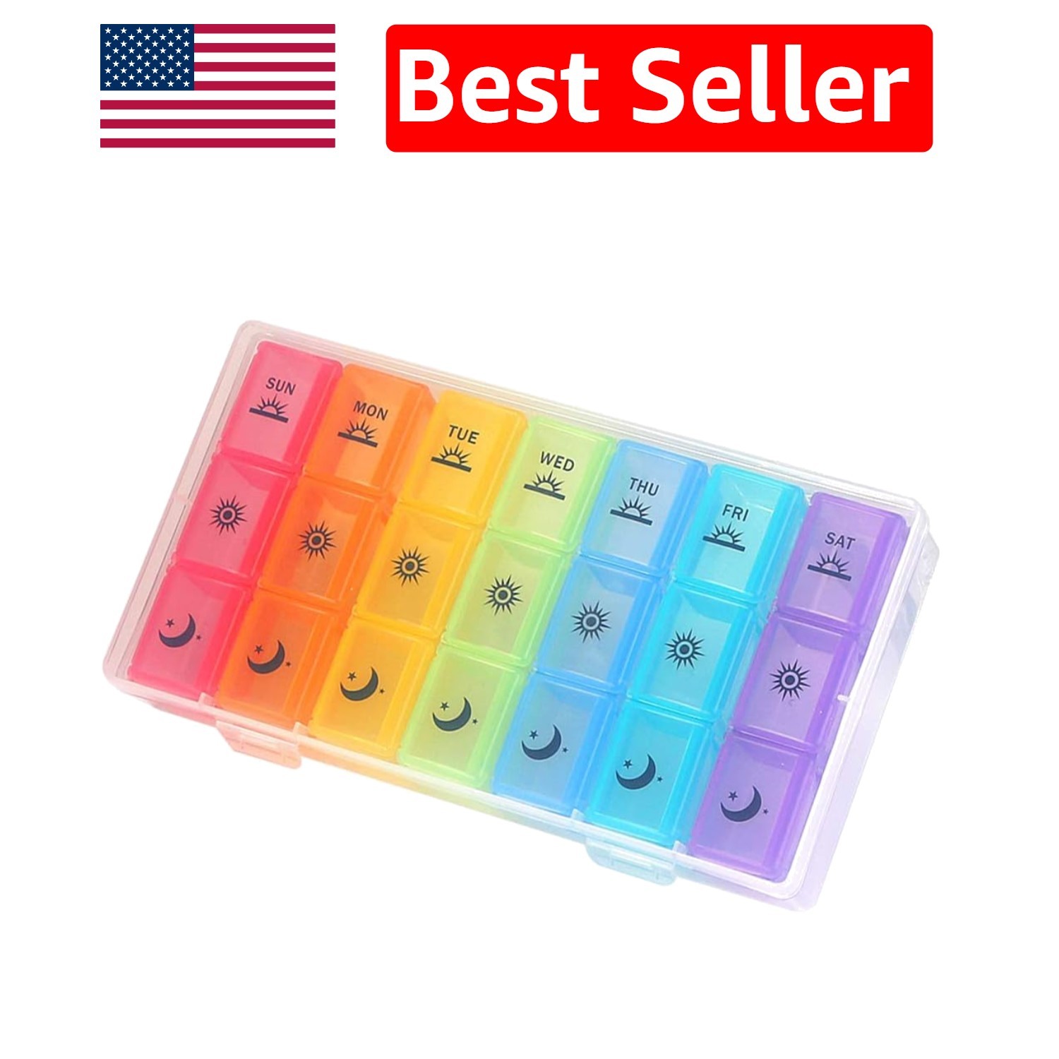 PULIV Weekly Pill Organizer 3 Times a Day Portable Travel Pill Box 7 Day with...