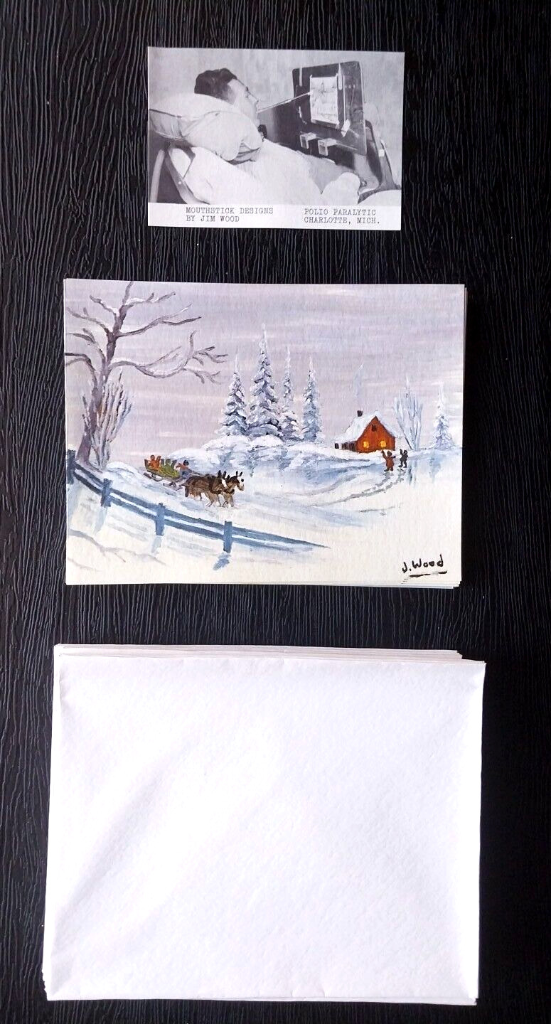 26 JIM WOOD SEASON GREETINGS CARDS W/ ENVELOPES MOUTHSTICK DESIGNS CHARLOTTE MI